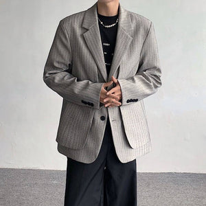 Fake Two-piece Shoulder-padded Suit Jacket