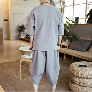 Cotton And Linen Short-Sleeved Casual Suit