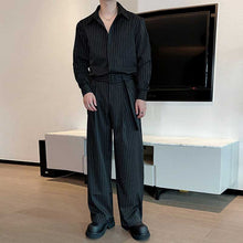 Load image into Gallery viewer, Striped Long-sleeved Wide-leg Pants Two-piece Suit
