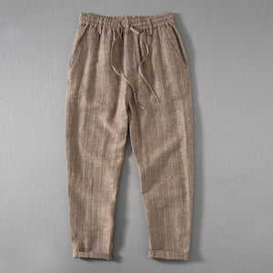 Vertical Striped Retro Thin Linen Loose Harem Pants