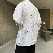 Load image into Gallery viewer, Vintage Collarless Long-sleeved Shirt with Irregular Jacquard Bindings
