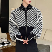 Load image into Gallery viewer, Striped Winter Large Lapel Sweater Jacket
