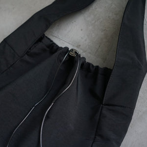 Black Drawstring Nylon Shoulder Bag