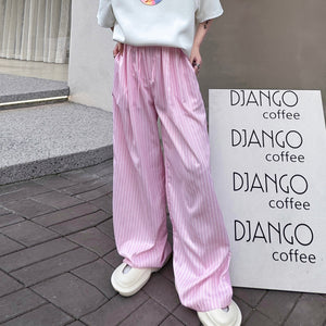 Striped Straight Casual Floor Mopping Trousers