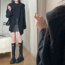 Load image into Gallery viewer, Black Loose Cape Shawl Sweater
