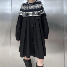 Load image into Gallery viewer, Retro Contrasting Knitted Patchwork Dress
