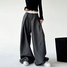 Load image into Gallery viewer, Grey Striped High Waist Loose Casual Pants
