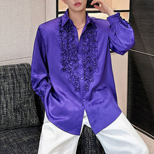 Load image into Gallery viewer, French Loose Lapel Satin Lace Casual Long-sleeved Shirt
