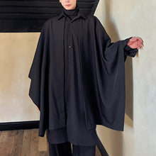 Load image into Gallery viewer, Shawl-shoulder Flared Sleeves Faux Two-piece Cape Shirt
