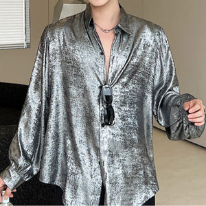 Reflective Draped Long Sleeve Shirt