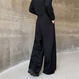 Thickened Straight Pleated Patchwork Wide-leg Trousers