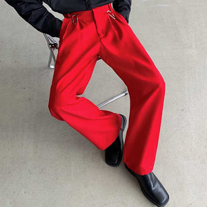 Drape Casual High-Rise Straight Suit Pants