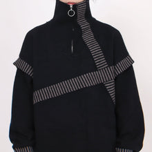 Load image into Gallery viewer, Retro Lazy Patchwork Half-zip Lapel Sweater
