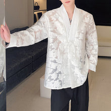 Load image into Gallery viewer, Casual Hollow Jacquard Disc Button Retro Long-sleeved Shirt
