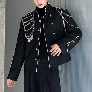 Chain Trim Stand Collar Jacket