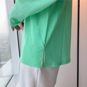 Loose Round Neck Solid Color Bottoming T-shirt