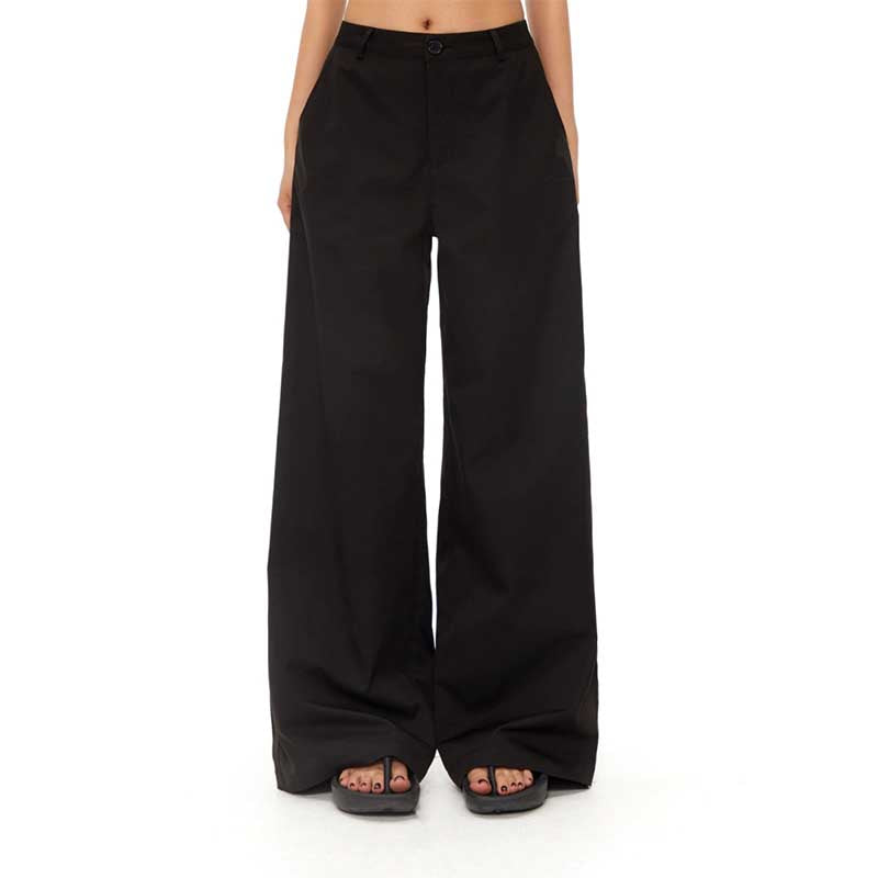 Loose Straight Casual Black Trousers