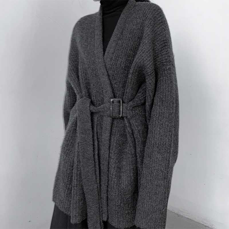 Winter Belted Knitted Wool Coat