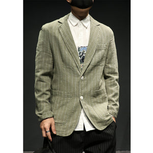 Striped Solid Loose Fit Suit Jacket