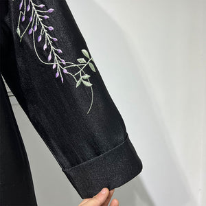 Floral Embroidered Buttonless Cardigan