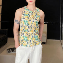 Load image into Gallery viewer, Floral Slim-fit Crew Neck Knitted Vest
