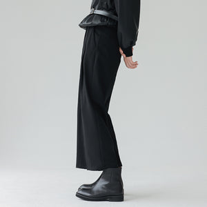 Draped High-rise Straight Trousers