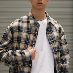 Raw Edge Cropped Loose Check Shirt