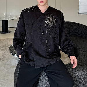 Fireworks Embroidered Jacquard Long-sleeved Shirt