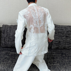 Embroidered Flower Hollow Casual Suit