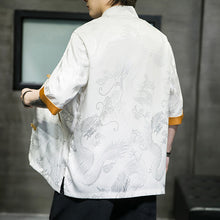 Load image into Gallery viewer, Dragon Pattern Embroidery Buttoned Three-quarter Sleeve Shirt
