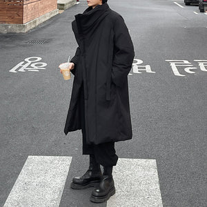 Large Lapel Over Knee Length Cotton Coat