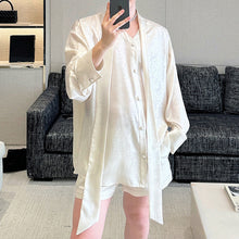 Load image into Gallery viewer, V-neck Ribbon Shirt and Shorts Suit
