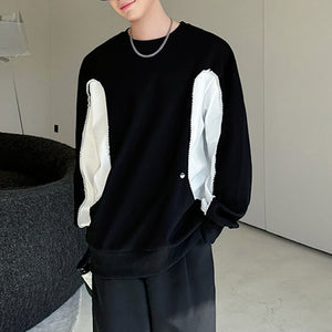 Black and White Contrast Chain Casual Sweatshirt