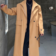 Load image into Gallery viewer, Fake Two Piece Spliced Stand Collar Woolen Long Coat
