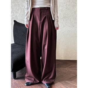 Drape Wide-leg Floor-length Suit Trousers