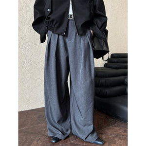 Drape Wide-leg Floor-length Suit Trousers