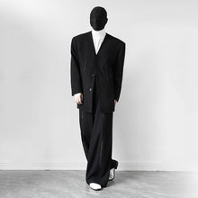 Load image into Gallery viewer, Hand-sewn Raw-edge Collarless Suit Jacket Loose-fitting Pants Two-piece Suit
