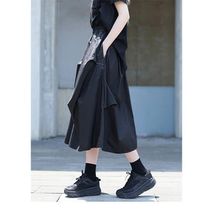 Irregular Black Casual Skirt