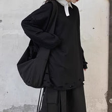 Load image into Gallery viewer, Black Drawstring Nylon Shoulder Bag
