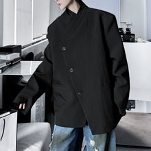 Load image into Gallery viewer, Slanted Collar Padded Shoulder Suit Jacket
