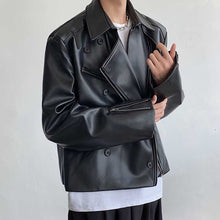 Load image into Gallery viewer, PU Leather Asymmetric Lapel Cropped Jacket
