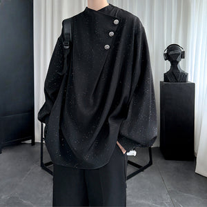 Starry Black Long Sleeve Drape Shirt