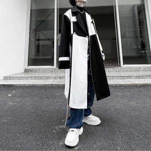 Black and White Color Contrast Loose Windbreaker Jacket