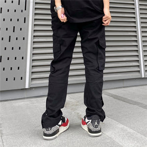 Solid Color Multi-Pocket Cargo Pants