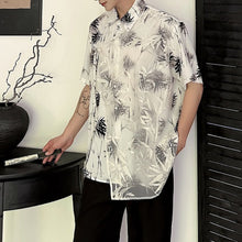 Load image into Gallery viewer, Printed Mesh Lapel Short-sleeved Shirt
