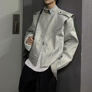 Metal Button Stand Collar Jacket