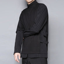 Load image into Gallery viewer, Striped Fake Two-piece Irregular Thick Plus Fleece Loose Sweatshirt
