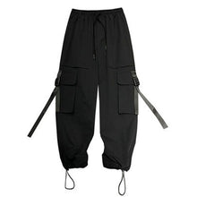 Load image into Gallery viewer, Technical Loose Black Drawstring Overalls
