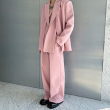 Load image into Gallery viewer, Double Collar Tie Straight Wide Leg Pants Two-piece Suit
