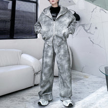 Load image into Gallery viewer, Printed Hooded Long Sleeve Sweater American Casual Pants Two-piece Set
